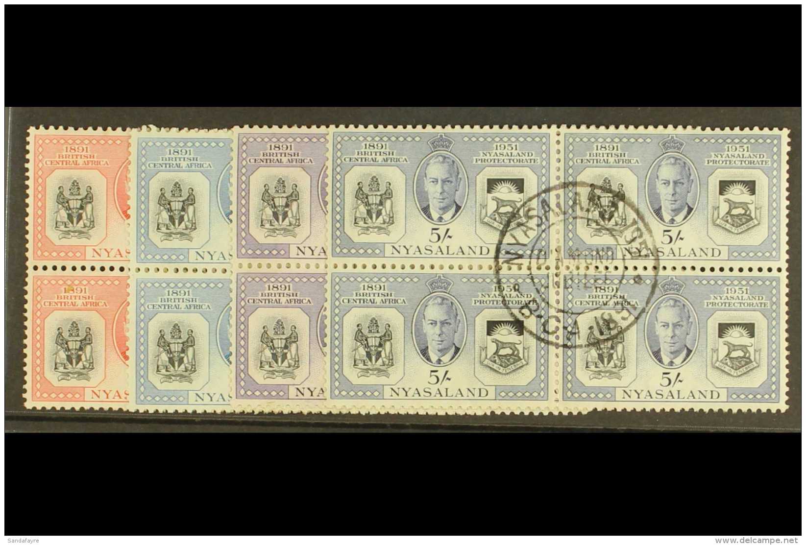1951 Diamond Jub. Set, SG 167/70, VFU Blocks 4 (16 Stamps) For More Images, Please Visit... - Nyassaland (1907-1953)