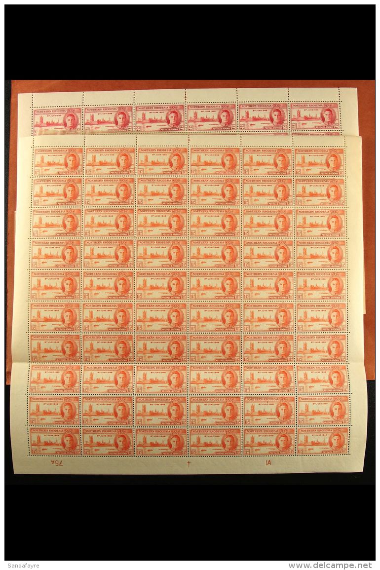 1946 Victory (SG 46 &amp; 47) Complete Sheets NHM. (120) For More Images, Please Visit... - Rhodesia Del Nord (...-1963)