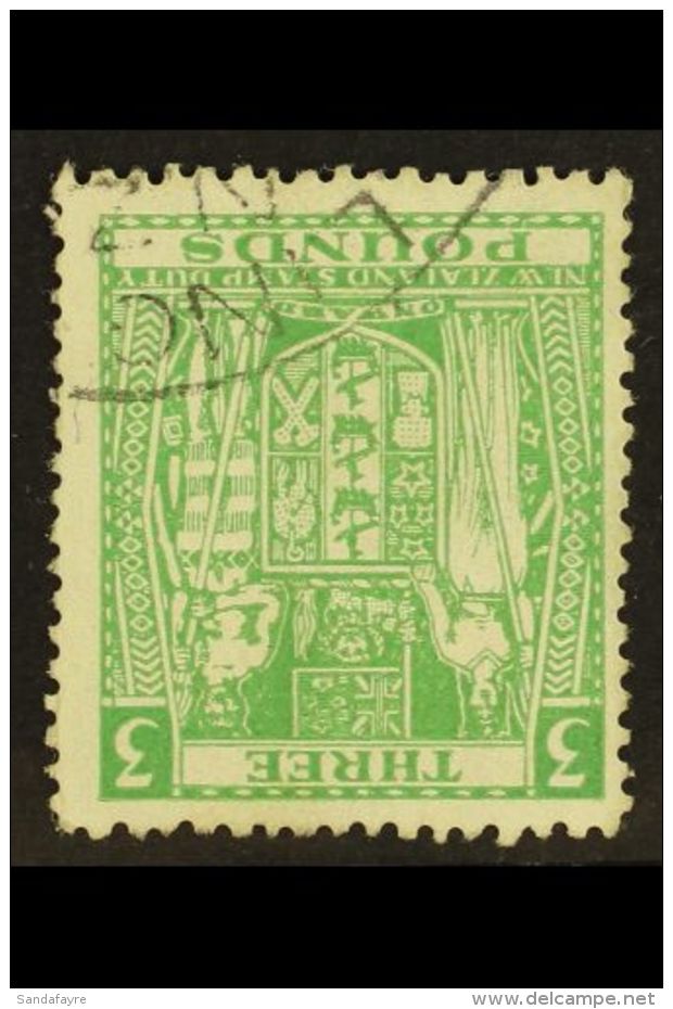 POSTAL FISCAL 1940-58 &pound;3 Green, Wmk Inverted, SG F208w, Fine Used For More Images, Please Visit... - Altri & Non Classificati