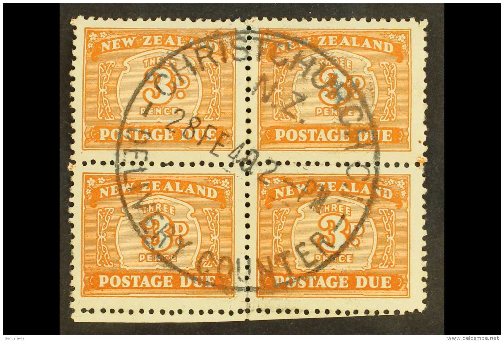 POSTAGE DUE 1945 3d Orange-brown, SG D47a, VFU Block Of 4 For More Images, Please Visit... - Altri & Non Classificati