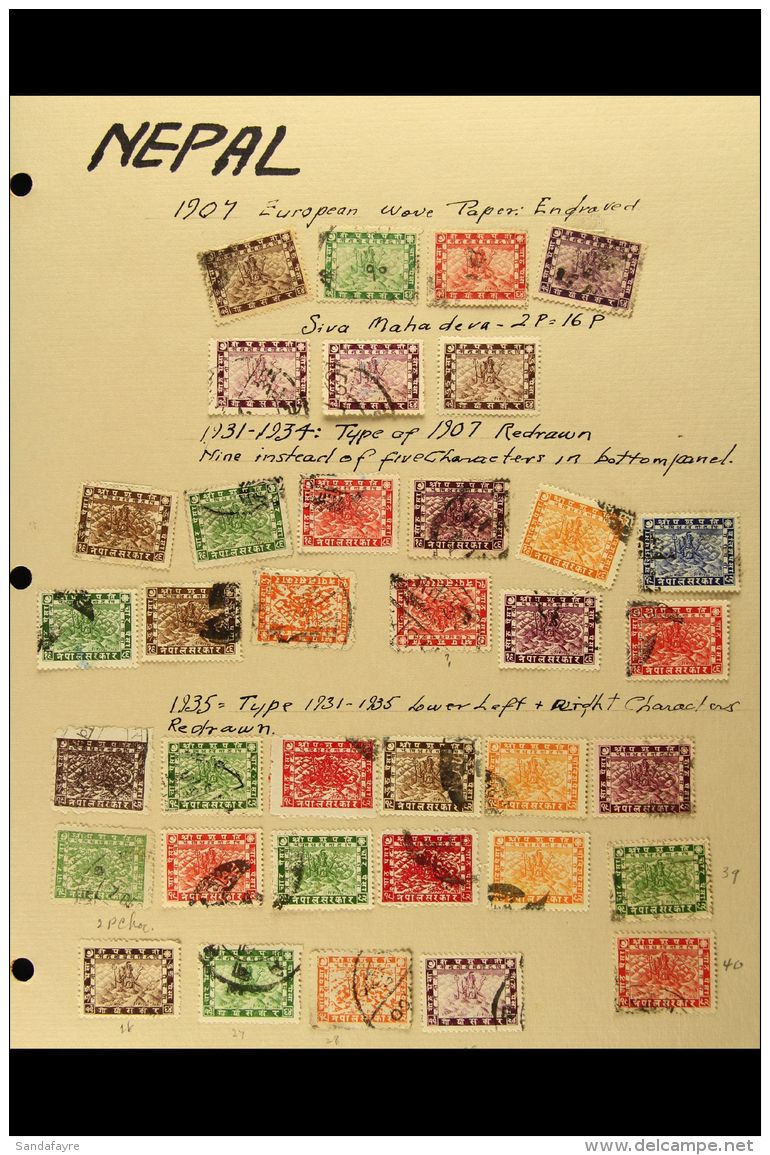 1907-1946 Used Collection On Leaves (62 Stamps) For More Images, Please Visit... - Nepal