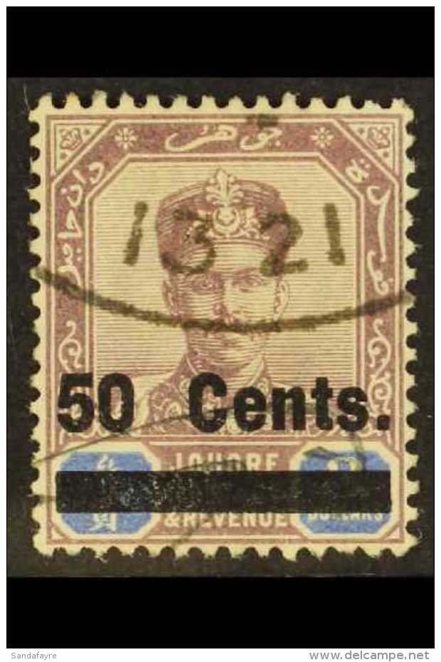 JOHORE 1903 50c On $3 Dull Purple &amp; Blue SG 56 VFM For More Images, Please Visit... - Sonstige & Ohne Zuordnung