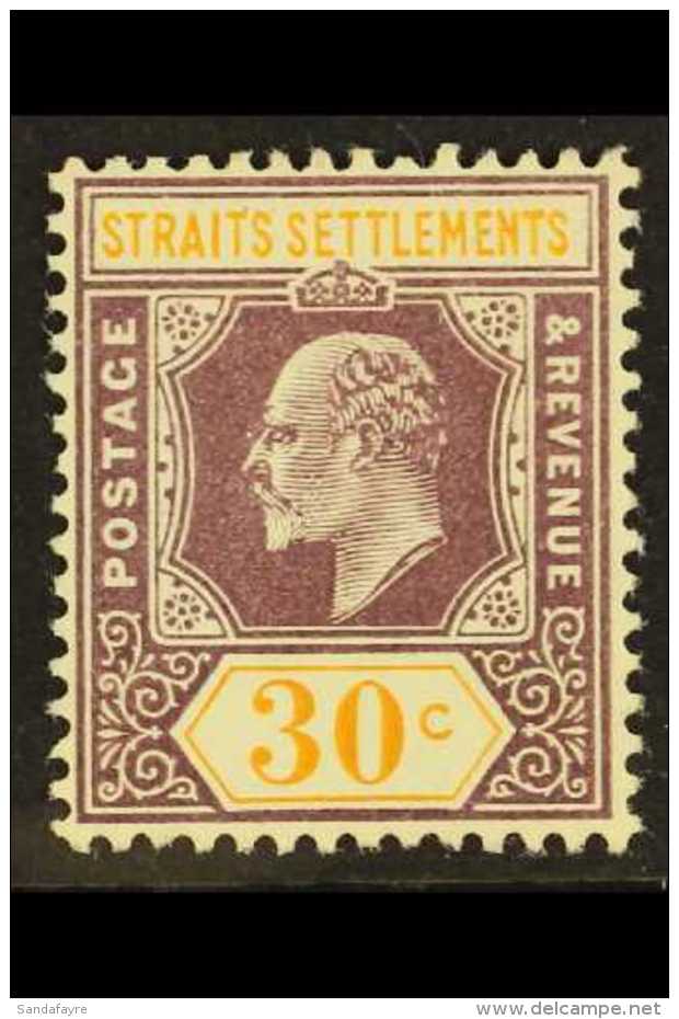 1906-12 30c Purple &amp; Orange-yellow, Wmk MCA SG 162 VFM For More Images, Please Visit... - Straits Settlements