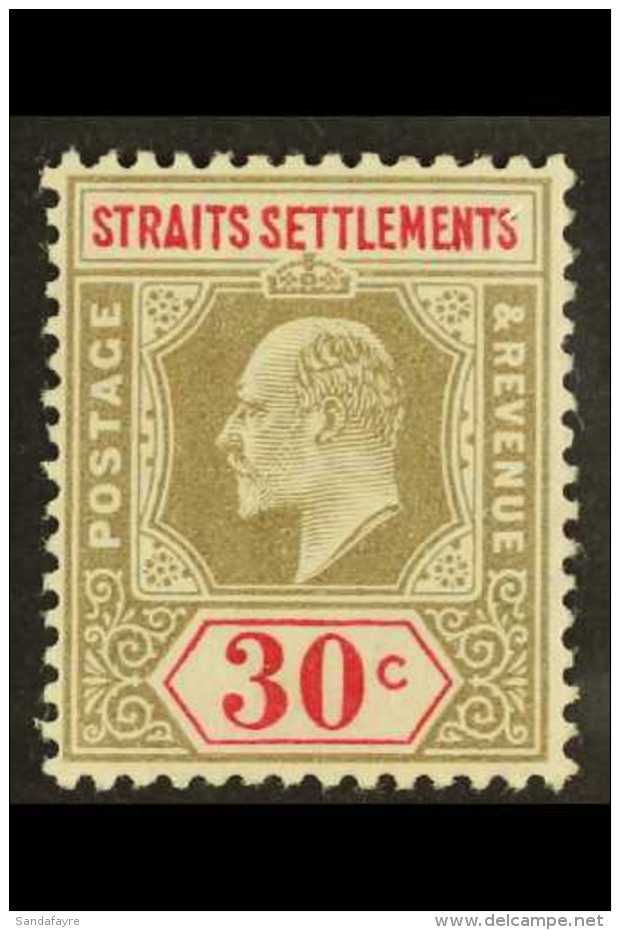 1904-10 30c Grey &amp; Carmine, Wmk MCA SG 134 VFM For More Images, Please Visit... - Straits Settlements