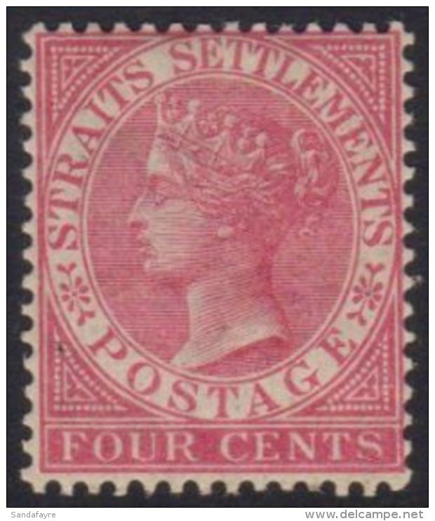 1867-72 4c Rose, SG 12, Vfm, Fresh For More Images, Please Visit... - Straits Settlements