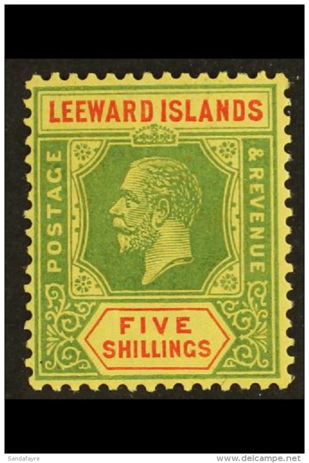 1921-32 5s Green &amp; Red On Pale Yellow, SG 78, Vfm, Fresh For More Images, Please Visit... - Leeward  Islands