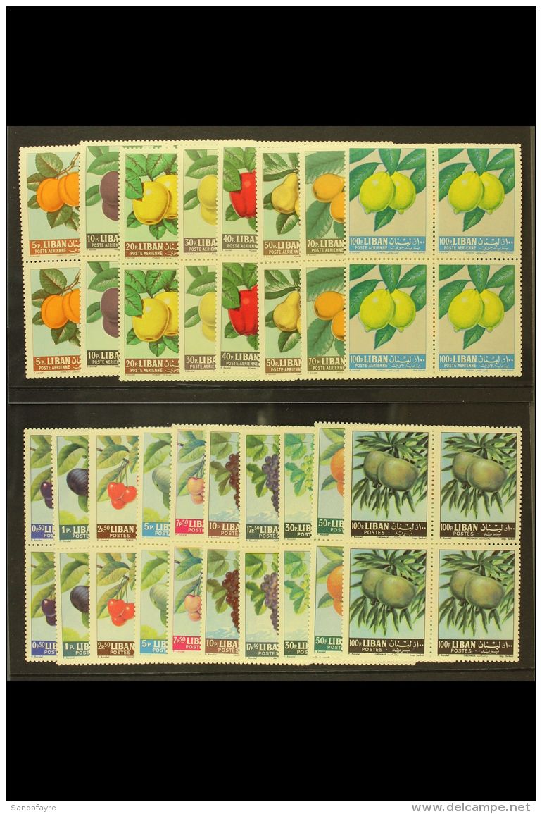 1962-63 Fruits Set Inc Airs, SG 769/86, NHM BLOCKS Of 4 (72) For More Images, Please Visit... - Libano