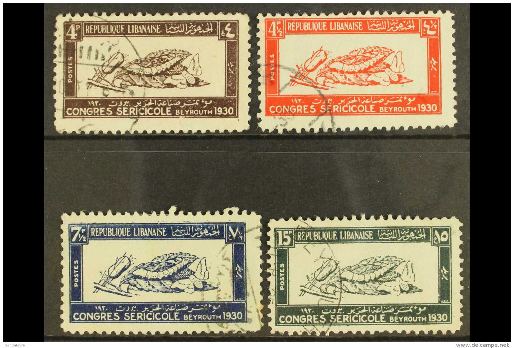 1930 Silk 4p, 4&frac12;p, 7&frac12;p &amp; 15p, SG 157/59 And 161, Vf Cds Used (4) For More Images, Please Visit... - Líbano
