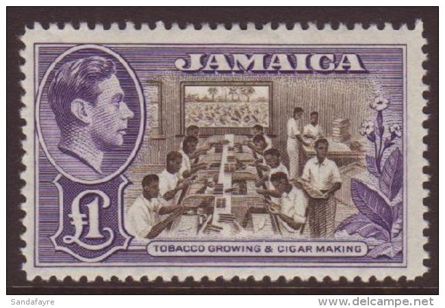 1938-52 KGVI Defin &pound;1 Chocolate &amp; Violet, SG 133a, VFM. For More Images, Please Visit... - Jamaica (...-1961)