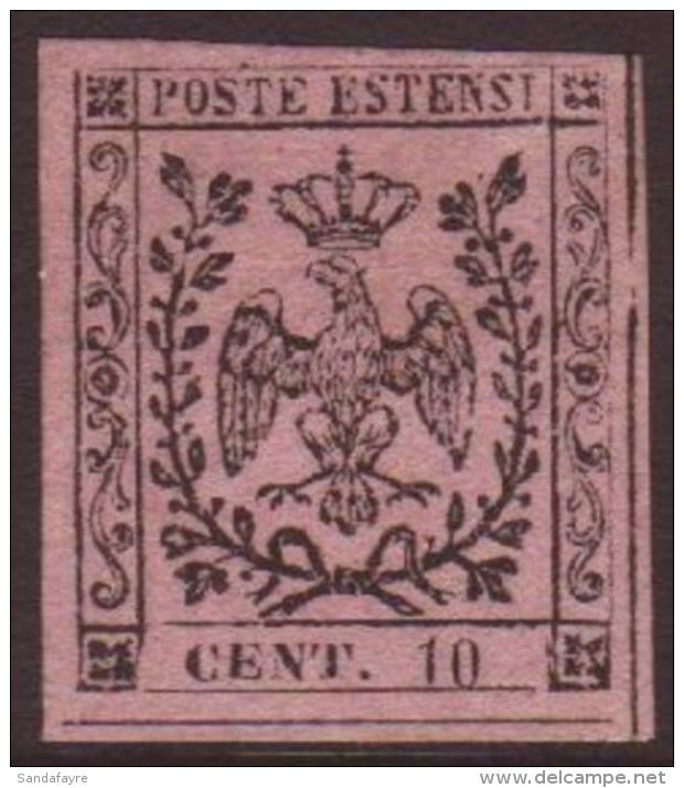 MODENA 1852 10c Rose, Sass 3, 4 Good Margins, VF Unused (no Gum). For More Images, Please Visit... - Zonder Classificatie