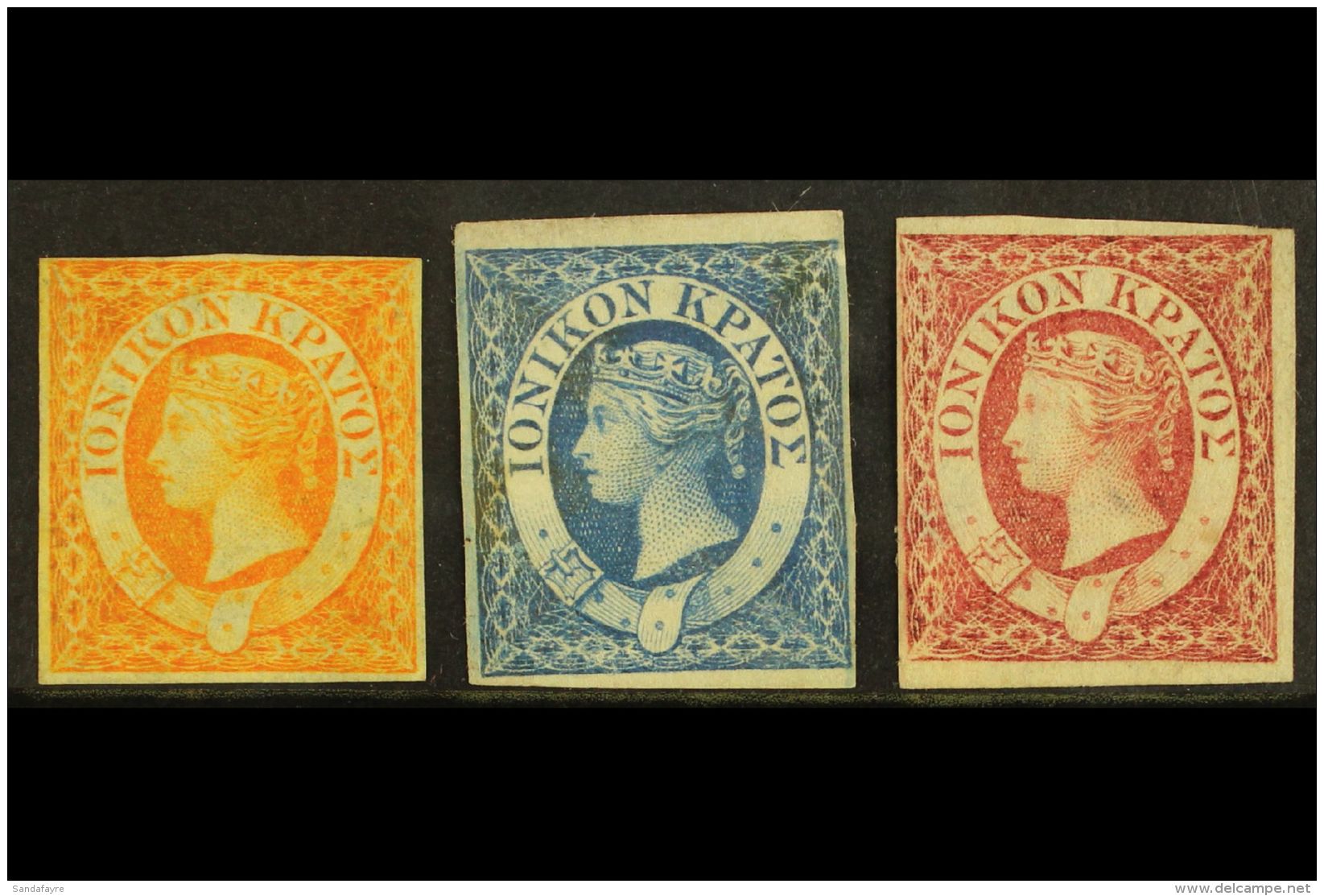 1859 Complete Set, SG 1/3, Unused No Gum, All 4 Margin Examples (3) For More Images, Please Visit... - Ionian Islands