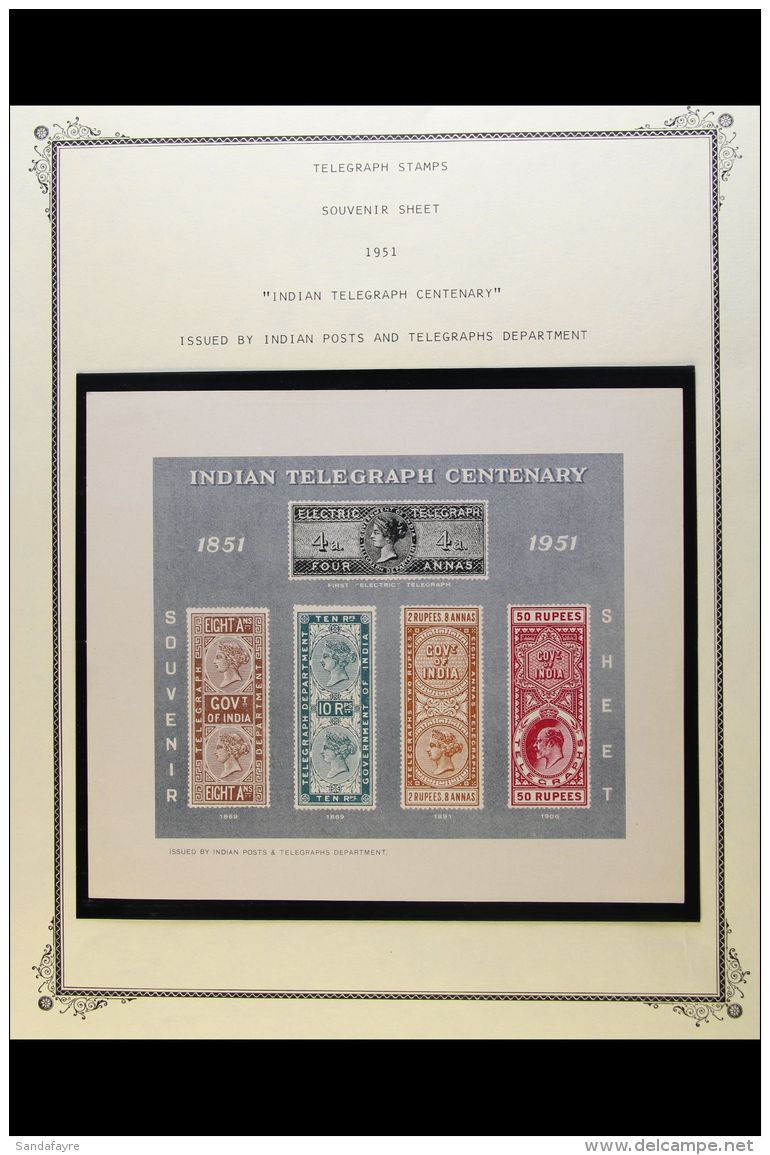 1951 "Indian Telegraphs Centenary" Souvenir Sheet, NHM For More Images, Please Visit... - Otros & Sin Clasificación