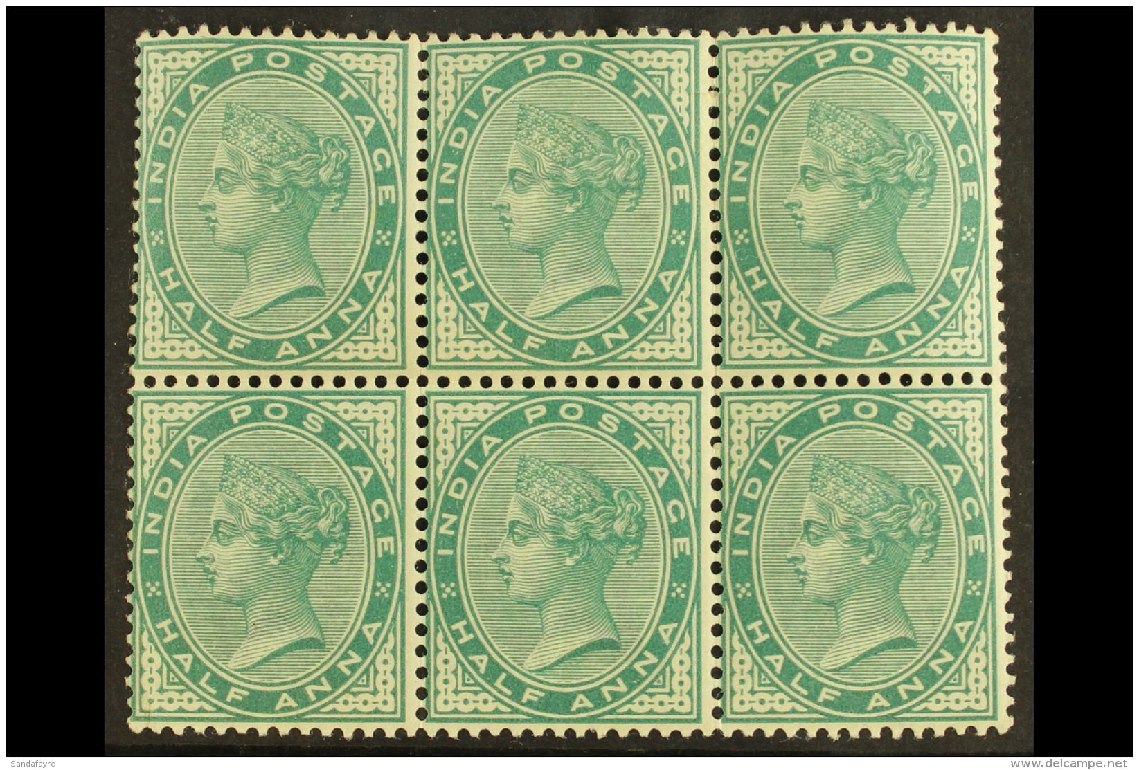 1882-90 &frac12;a Blue Green, SG 85, Block Of 6. Never Hinged Mint For More Images, Please Visit... - Altri & Non Classificati