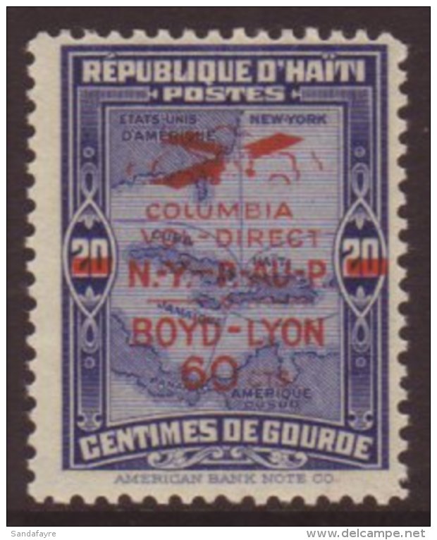 1933 60c On 20c Air Boyd &amp; Lyon Flight Opt, Scott C4A, Vfm, Fresh For More Images, Please Visit... - Haití