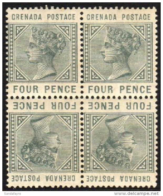 1883 4d Greyish Slate, Tete Beche Block Of Four, SG 33a, VFM For More Images, Please Visit... - Grenada (...-1974)