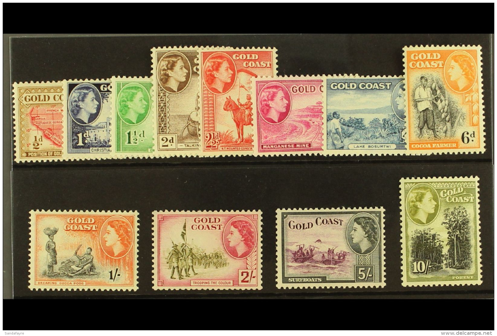 1952-54 Definitives Complete Set, SG 153/64, NHM. (12) For More Images, Please Visit... - Costa D'Oro (...-1957)