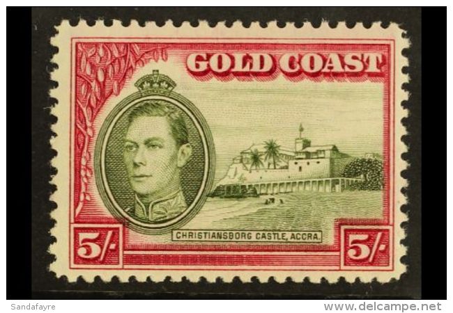 1938-43 5s Olive-green &amp; Carmine Perf 12, SG 131, Vfm, Fresh For More Images, Please Visit... - Costa D'Oro (...-1957)