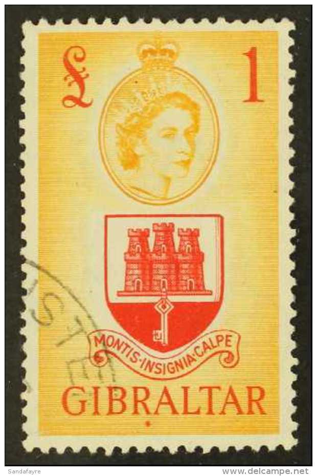 1953 &pound;1 Scarlet And Orange-yellow, SG 158, VFU. For More Images, Please Visit... - Gibraltar