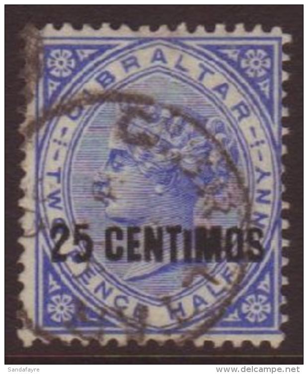 1889 25c On 2&frac12;d SMALL "I" Variety, SG 18ab, Fine Cds Used For More Images, Please Visit... - Gibraltar