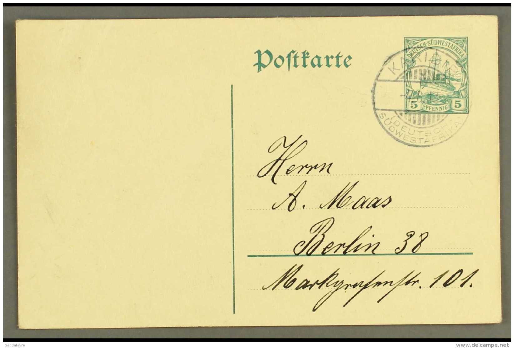 SWA 1913 5pf Card To Germany With Fine KARIBIB Cds Pmk, W/message For More Images, Please Visit... - Altri & Non Classificati