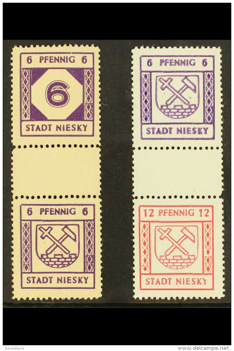 NIESKY 1945 6pf+6pf &amp; 6pf+12pf GUTTER PAIRS,Mi SZ 3 &amp; SZ 6,NHM(4) For More Images, Please Visit... - Otros & Sin Clasificación