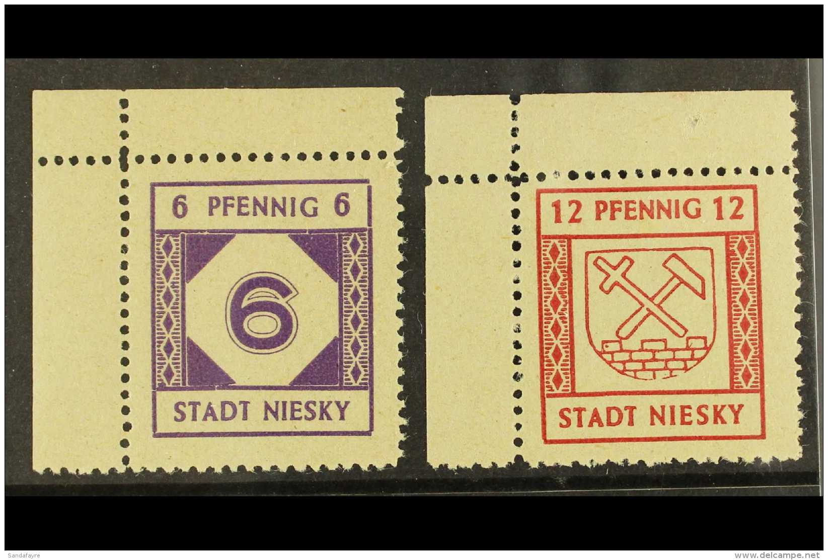 NIESKY 1945 (July) Grey Paper Set,Mi 1/2,vfm Corner Examples (2) For More Images, Please Visit... - Other & Unclassified