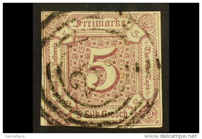 T&amp; T 1859-62 5sgr Mauve Imperf, SG 18 (Michel 18), Used Cat &euro;300 For More Images, Please Visit... - Altri & Non Classificati