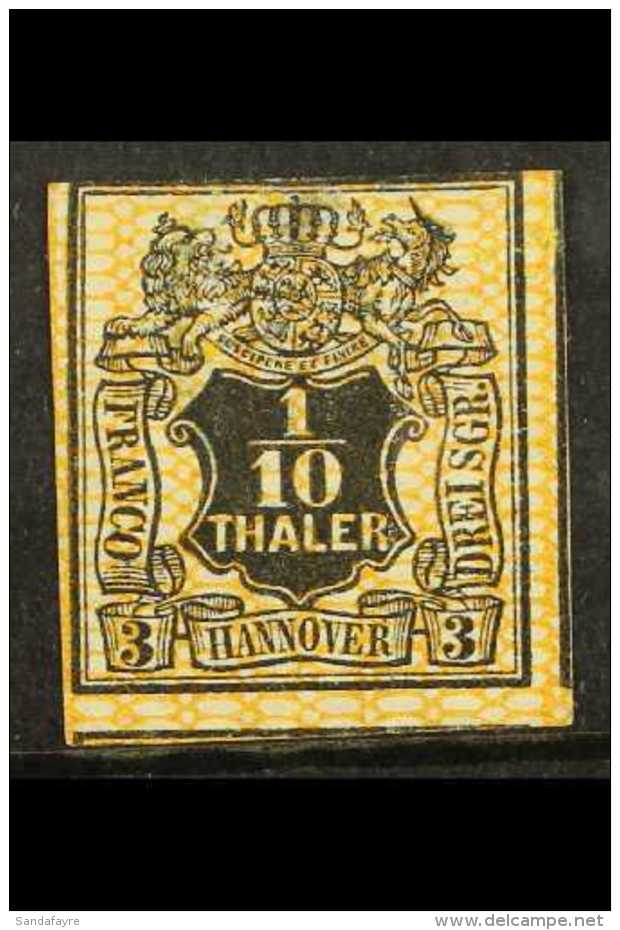 HANOVER 1856-57 1/10Th / 3sgr Black, Mi 12, Unused For More Images, Please Visit... - Sonstige & Ohne Zuordnung