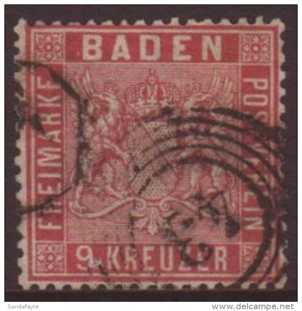 BADEN 1860-61 9k Rose, SG 19, Michel 12, Fine Used, Full Perfs For More Images, Please Visit... - Sonstige & Ohne Zuordnung