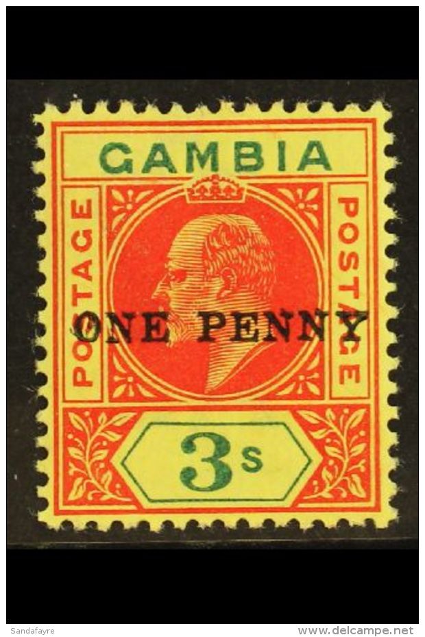 1906 Surcharge 1d On 3s, SG 70, VFM. For More Images, Please Visit... - Gambia (...-1964)