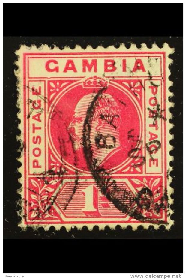 1904-06 1d Carmine With DENTED FRAME, SG 58a, VFU. For More Images, Please Visit... - Gambia (...-1964)