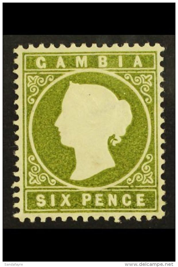 1886-93 6d Yellowish Olive-green, SG 32, VFM. For More Images, Please Visit... - Gambia (...-1964)