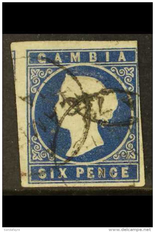 1869 6d Blue, No Wmk, SG 3a, Used 3 Margins, Faults. Cat &pound;180 For More Images, Please Visit... - Gambia (...-1964)