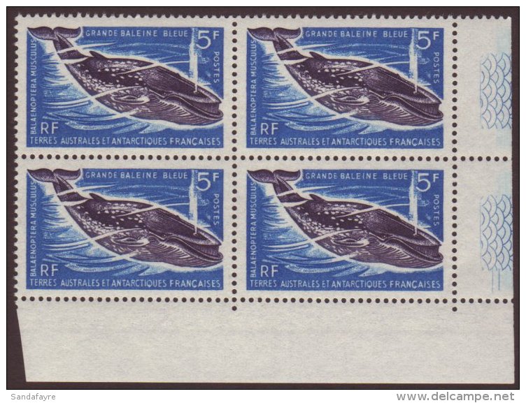 TAAF 1966 5f Whale,Yv 22,SG 26,vf NHM Corner BLOCK Of 4 For More Images, Please Visit... - Altri & Non Classificati