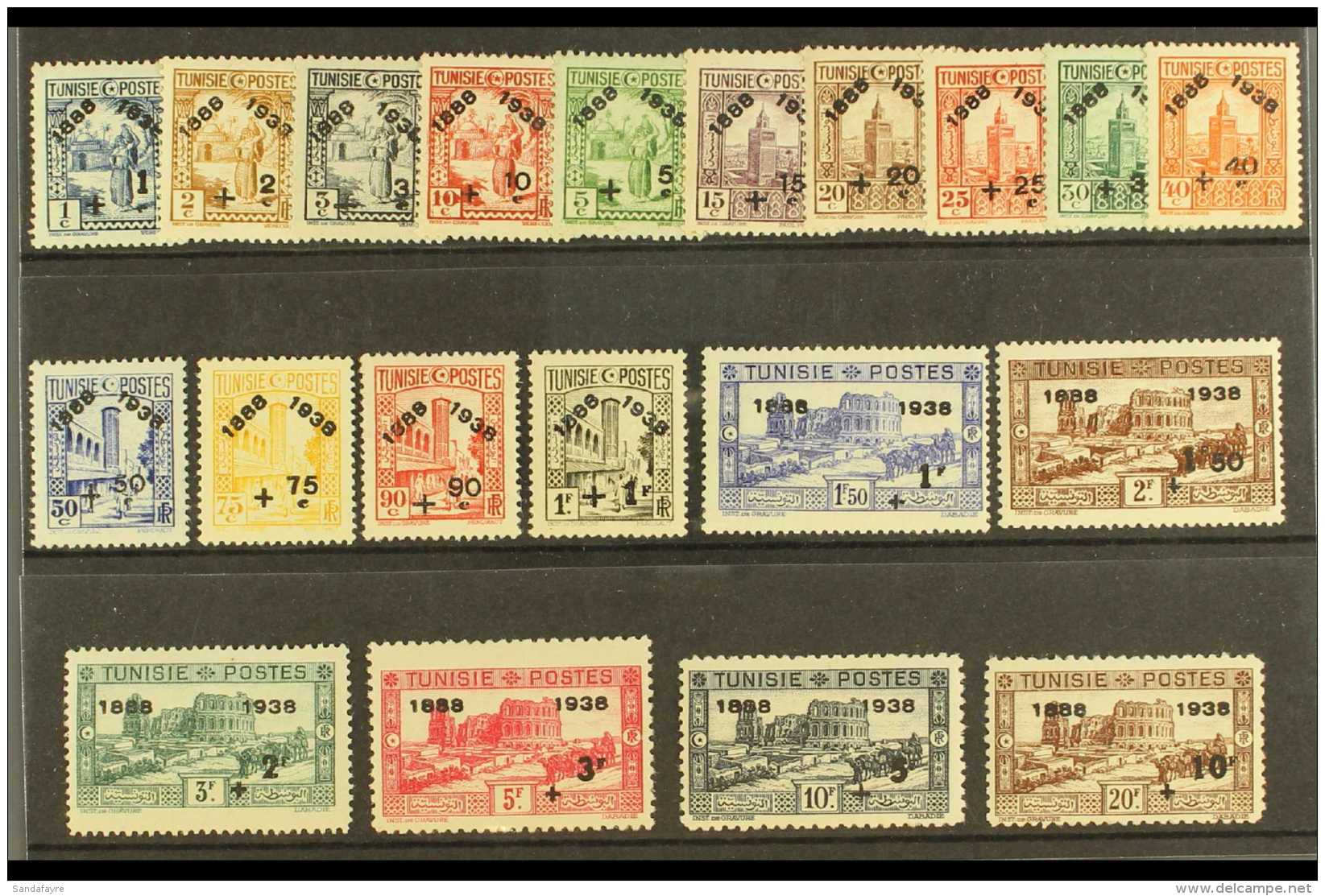 TUNISIA 1938 Post Anniv Opts Set,SG 196/215,Yvert 185/204,NHM(20) For More Images, Please Visit... - Other & Unclassified