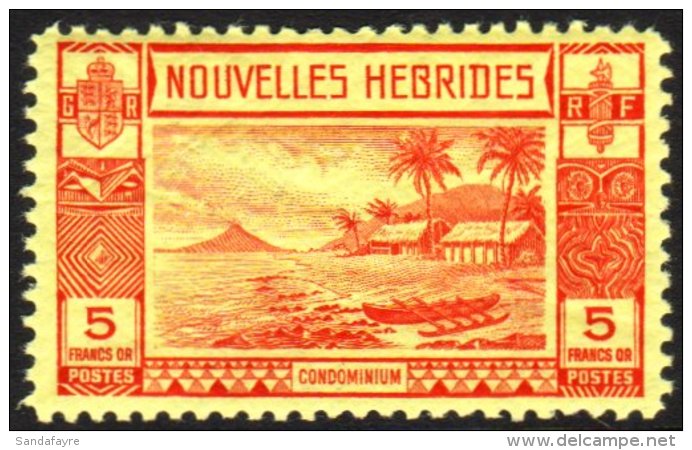 N. HEBRIDES 1938 5f Red / Yellow, SG F63, Yv 110, Very Fine Mint. For More Images, Please Visit... - Otros & Sin Clasificación