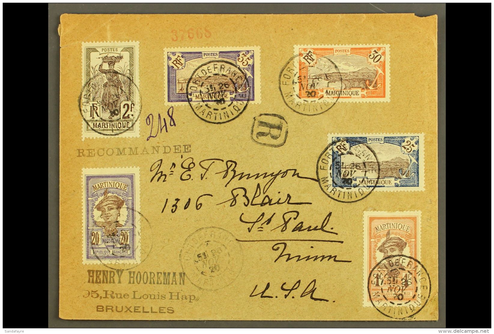 MARTINIQUE 1908-18 Set (Yv 61/77) Across 3 Register Covers To USA For More Images, Please Visit... - Altri & Non Classificati