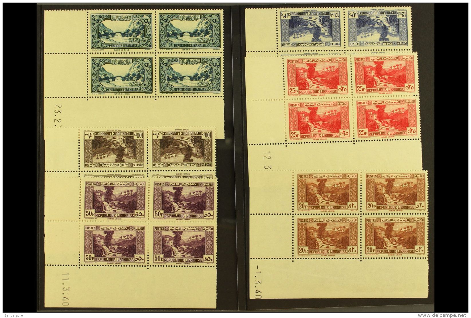 LEBANON 1940 Views Set, Yvert 170/75, NHM Corner BLOCKS Of 4 (24) For More Images, Please Visit... - Otros & Sin Clasificación