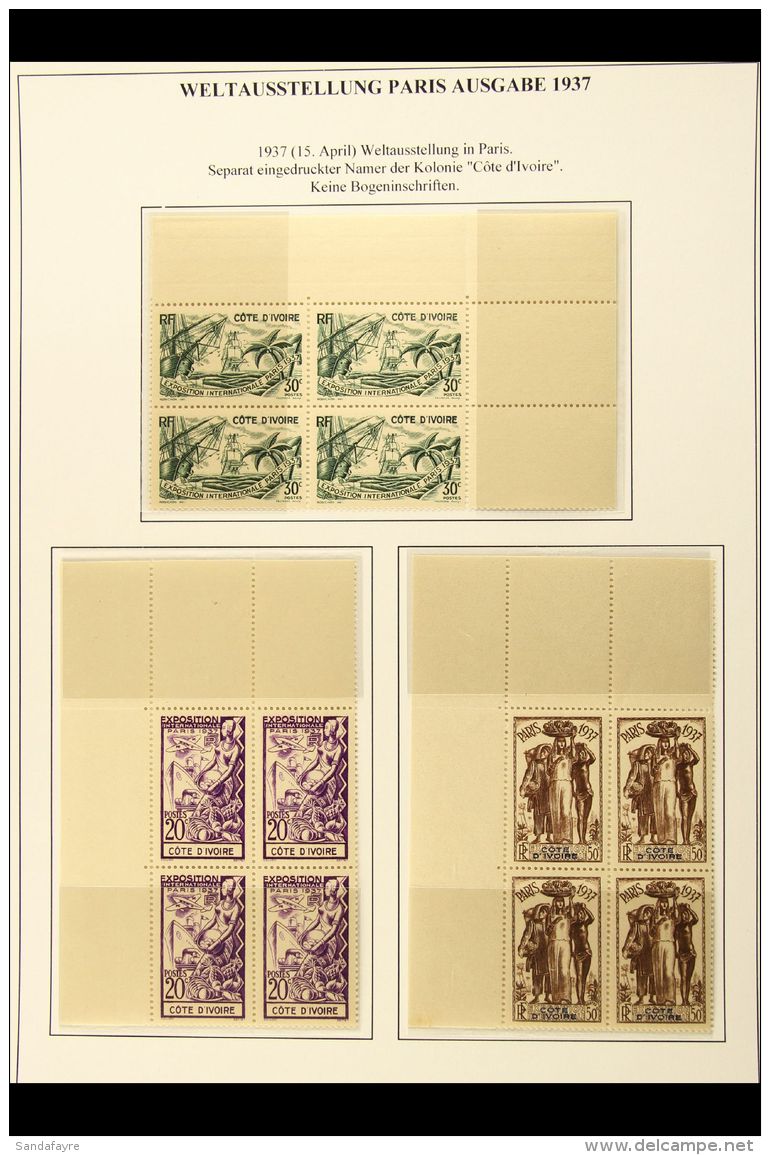 IVORY COAST 1937 Paris Expo Set Of 6 As NHM Corner Blocks Of Four For More Images, Please Visit... - Other & Unclassified