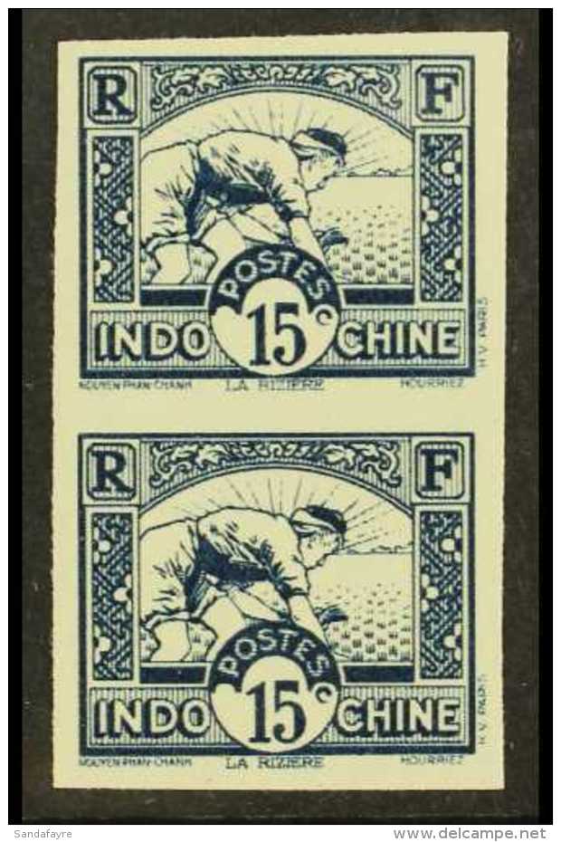 INDO-CHINA 1931-9 15c Blue, Imperf Vertical Pair Yv 162Aa NHM For More Images, Please Visit... - Other & Unclassified