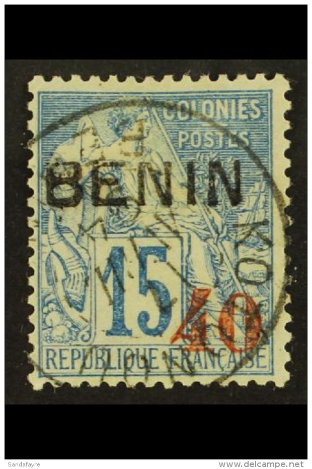 BENIN 1892 "40" On 15c Blue, Yvert 15, VFU. For More Images, Please Visit... - Otros & Sin Clasificación