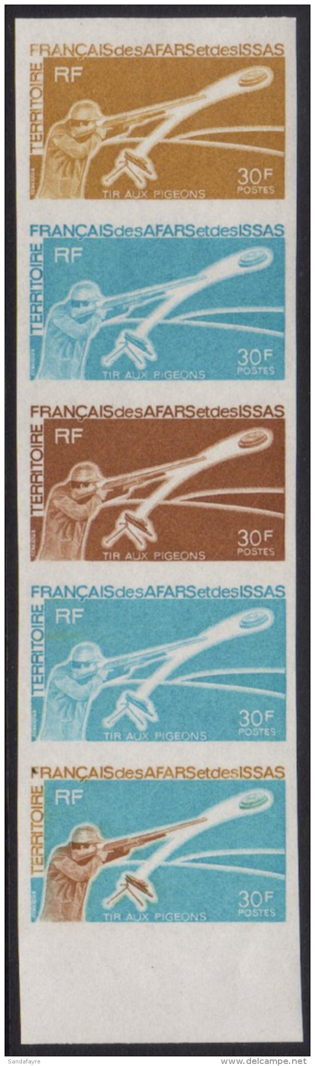 AFARS &amp; ISSAS 1970 30F Imperf Proof Strip Of 5, NHM For More Images, Please Visit... - Other & Unclassified