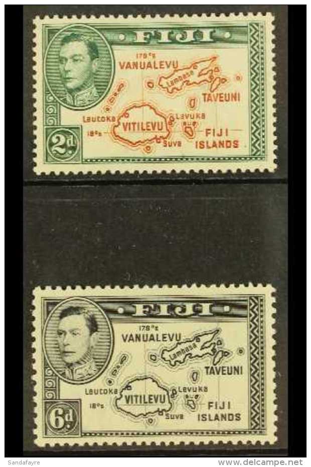 1938 2d &amp; 6d 'Maps', Die I, SG 253 &amp; 260, VFM (2) For More Images, Please Visit... - Fiji (...-1970)