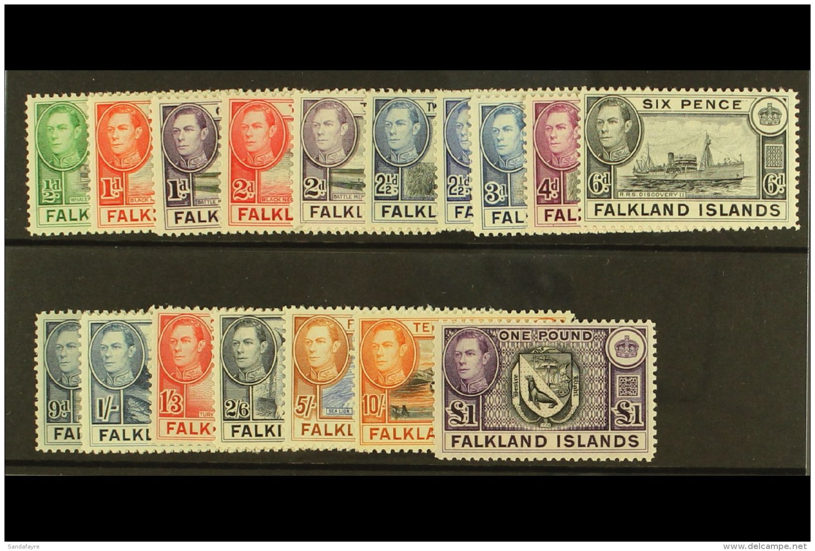 1938 Geo VI Set Complete, SG 157/63, Vf Mint. (18) For More Images, Please Visit... - Falkland