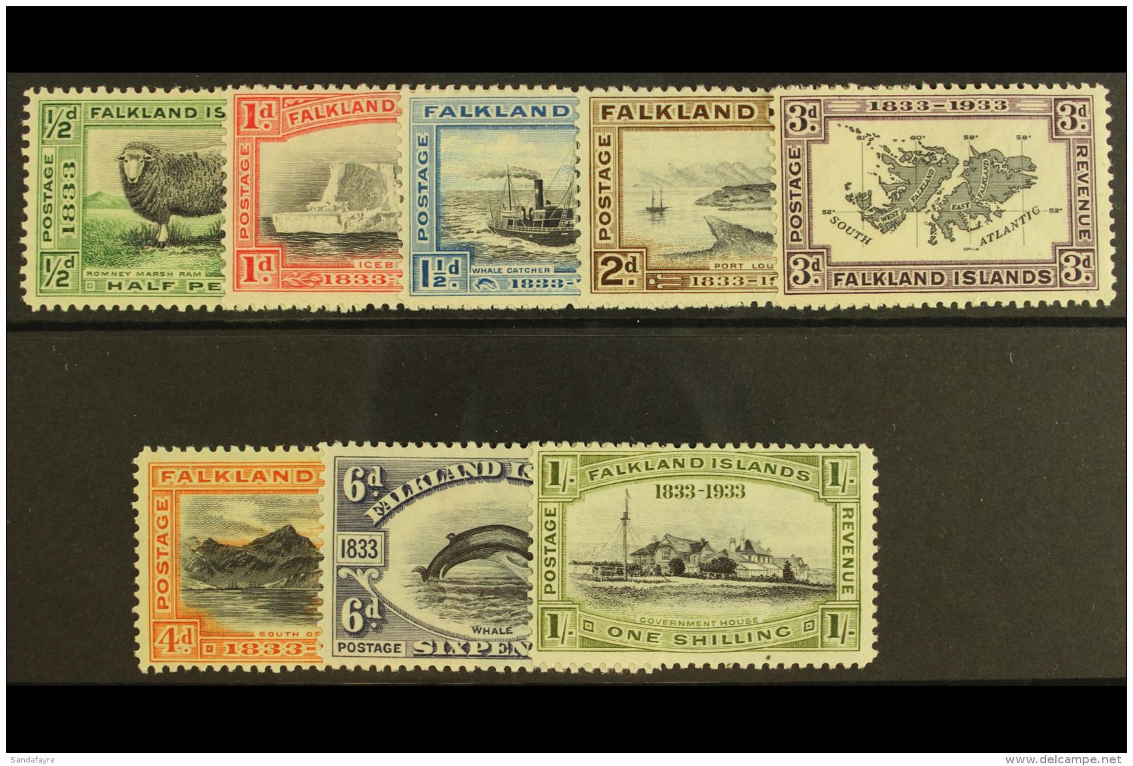 1933 Centenary Set To 1s, SG 127/34, Vf Mint. (8) For More Images, Please Visit... - Islas Malvinas