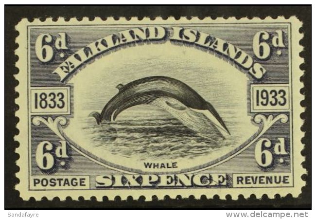 1933 6d Black And Slate Fin Whale, SG 133, Vf Mint. For More Images, Please Visit... - Falkland