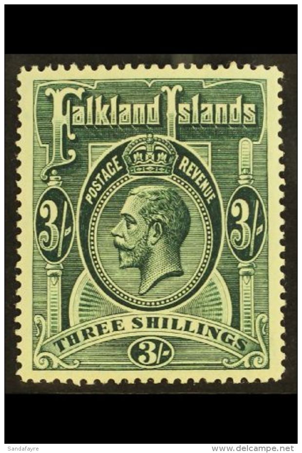 1912 3s Slate Green, Very Fine Mint, SG 66, Vf Mint. For More Images, Please Visit... - Falkland