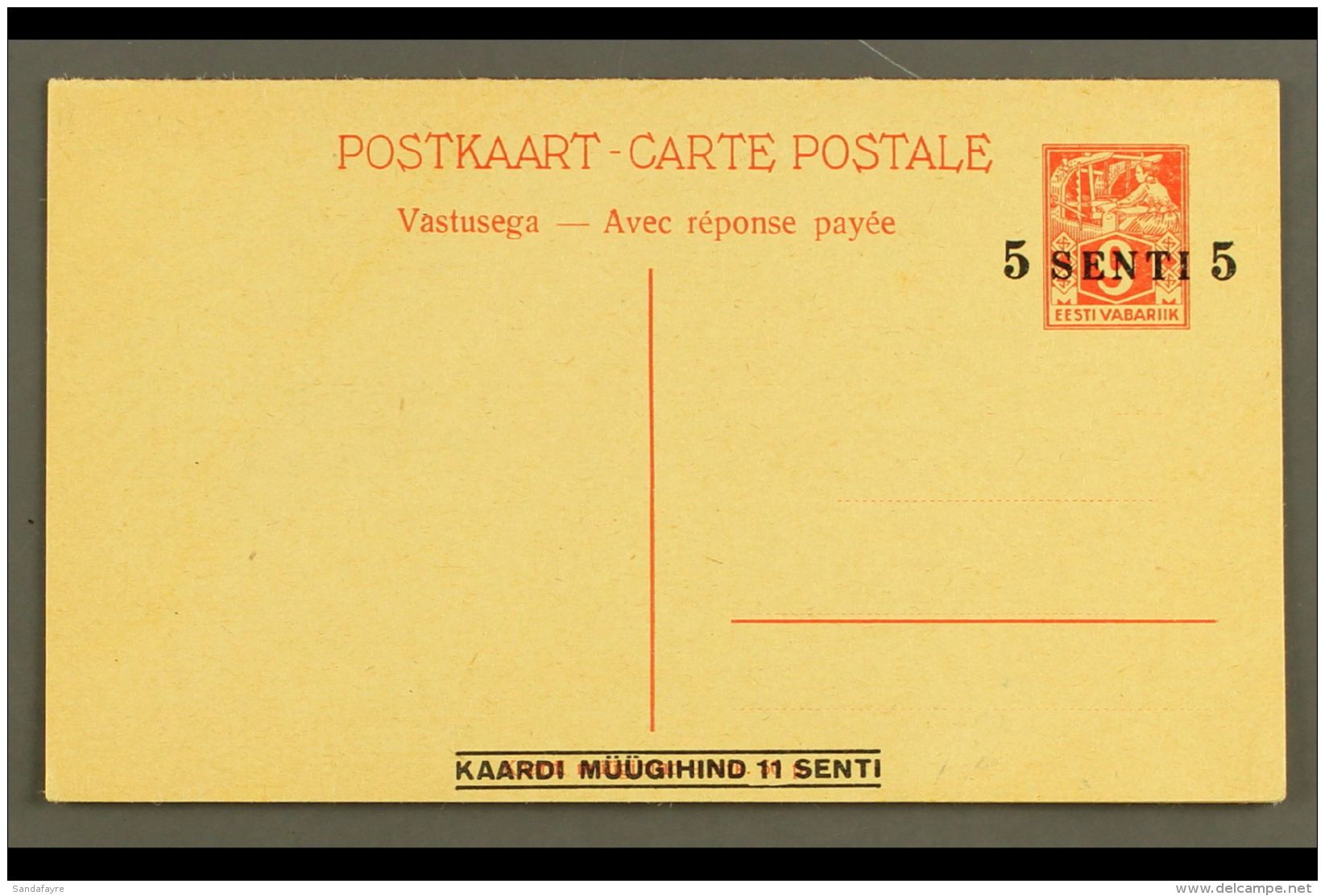 1928-29 5s On 9m+5s On 9m Complete Reply Card,Michel P 11,vfm For More Images, Please Visit... - Estland