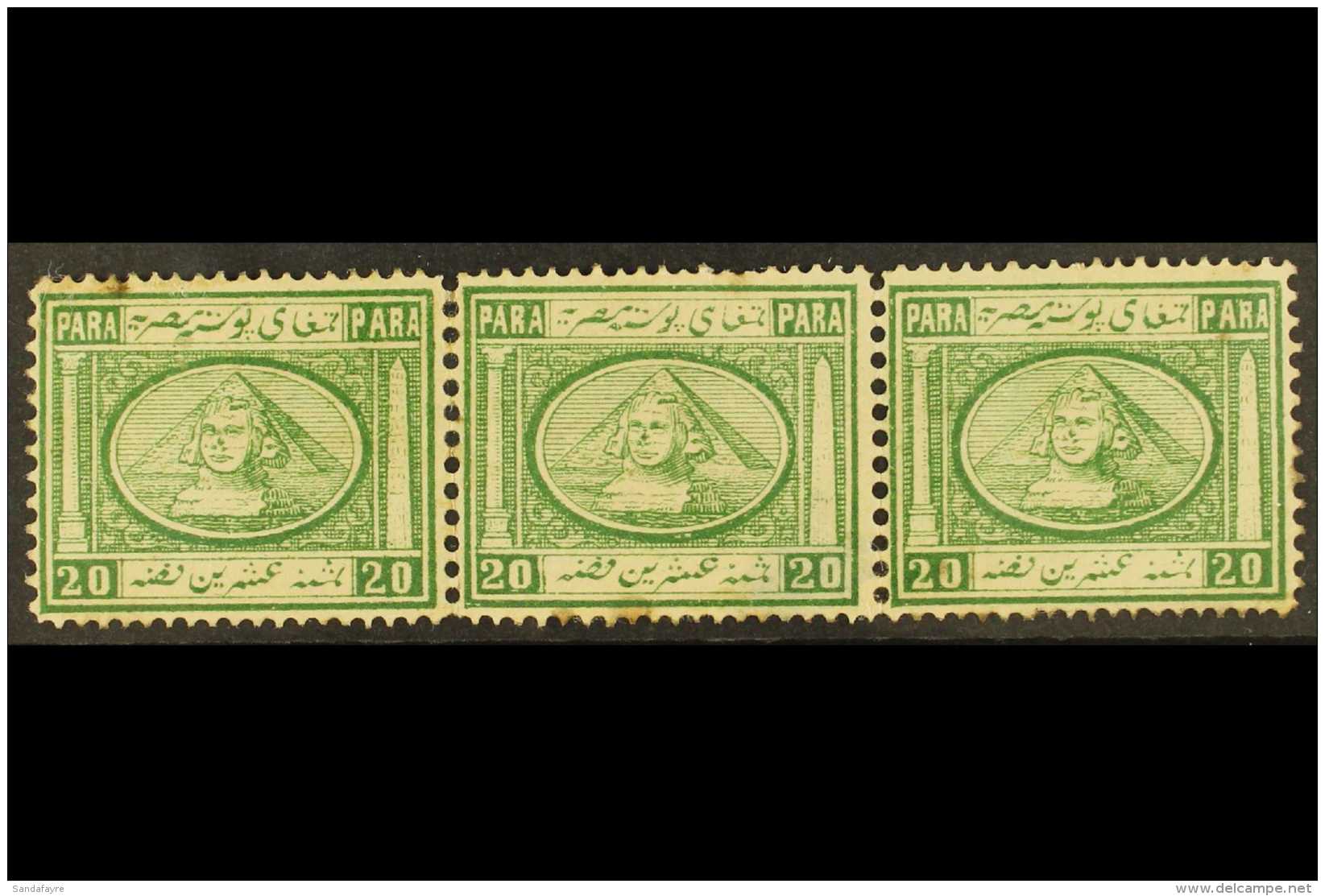 1869 20pa Yel-green, SG 13b, Unused Strip Of 3, Faults, Cat &pound;390 For More Images, Please Visit... - Otros & Sin Clasificación