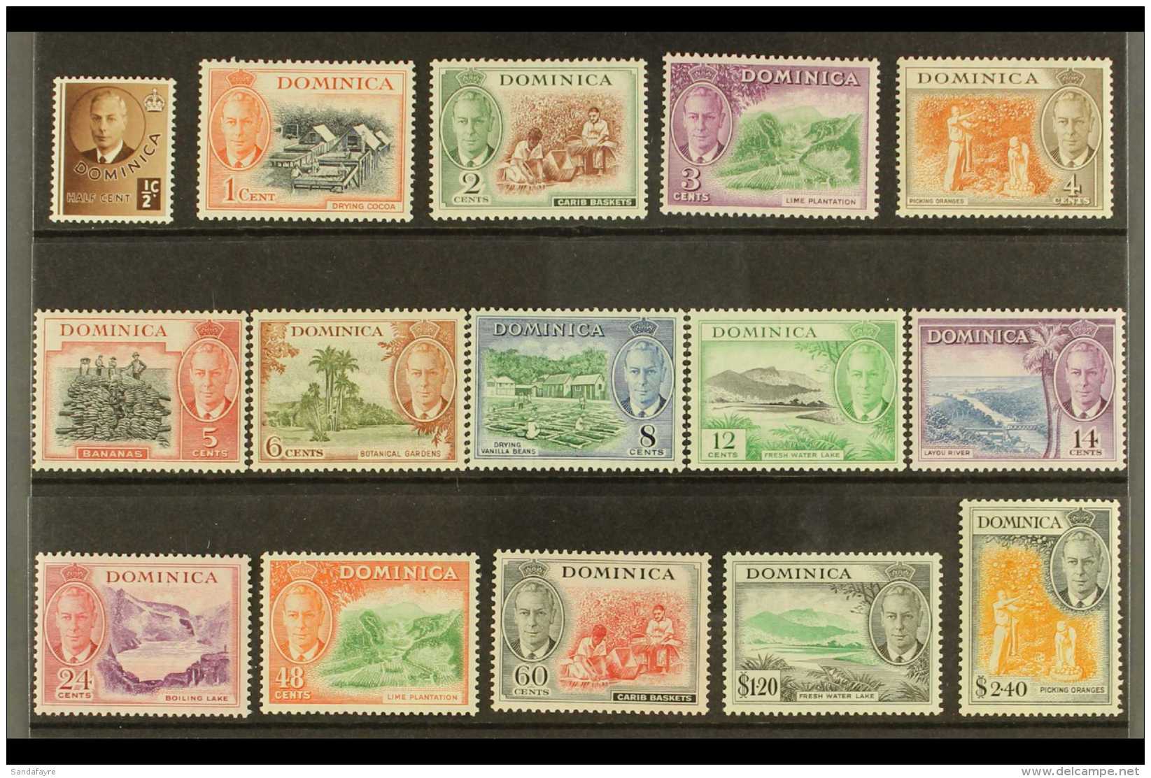 1951 Definitives Complete Set, SG 120/34, NHM. (15) For More Images, Please Visit... - Dominica (...-1978)